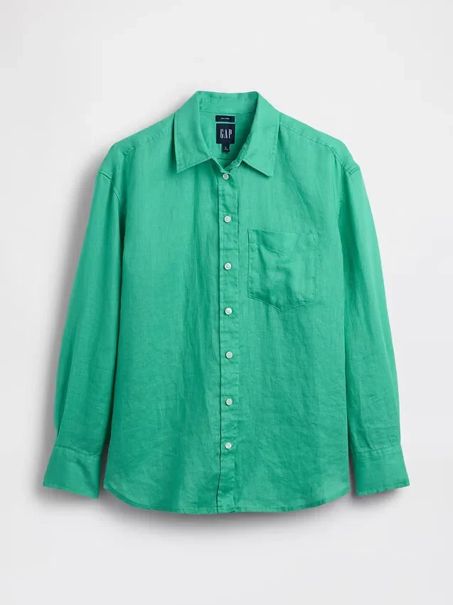 Oversized-skjorta i 100 % linne