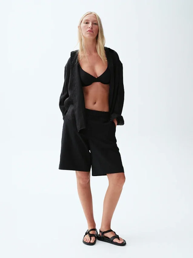 Oversized-skjorta i 100 % linne