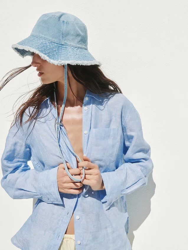 Oversized-skjorta i 100 % linne