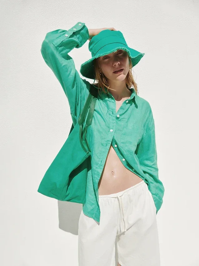 Oversized-skjorta i 100 % linne