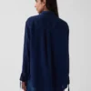 Oversized skjorta i denim med rynkade ärmar