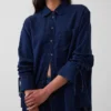 Oversized skjorta i denim med rynkade ärmar