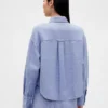 Oversized-skjorta i linne-bomullsblandning