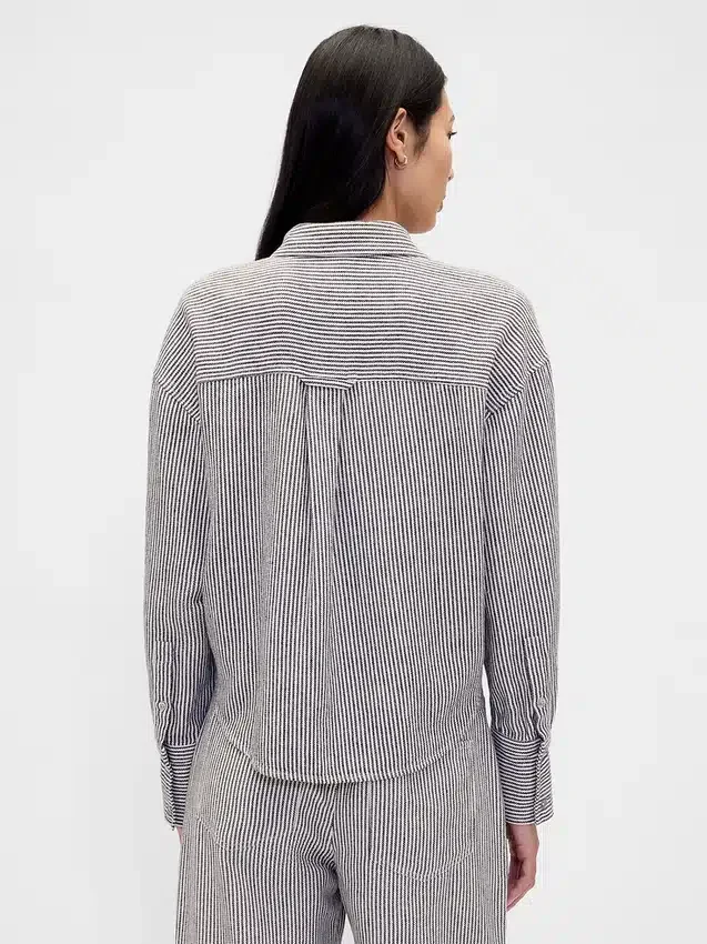 Oversized-skjorta i linne-bomullsblandning