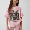 Oversized T-shirt för barn med Nirvana-motiv