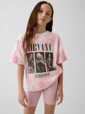 Oversized T-shirt för barn med Nirvana-motiv