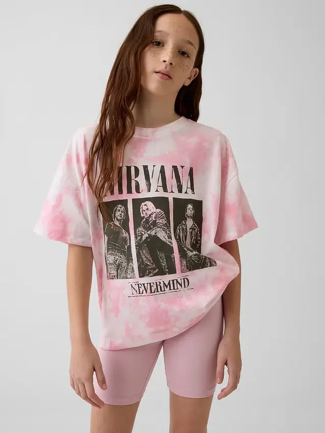 Oversized T-shirt för barn med Nirvana-motiv