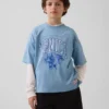 Oversized T-shirt i mesh med tryck för barn