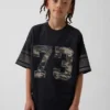 Oversized T-shirt i mesh med tryck för barn