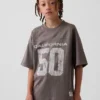 Oversized T-shirt i mesh med tryck för barn
