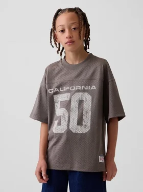 Oversized T-shirt i mesh med tryck för barn