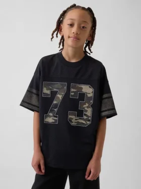 Oversized T-shirt i mesh med tryck för barn