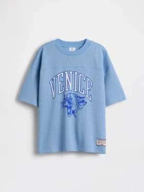 Oversized T-shirt i mesh med tryck för barn