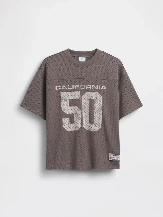 Oversized T-shirt i mesh med tryck för barn