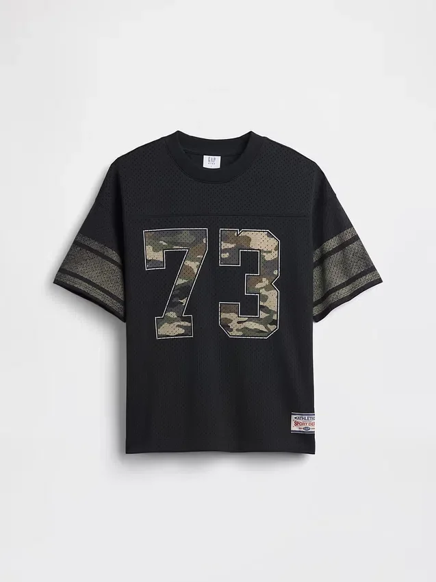 Oversized T-shirt i mesh med tryck för barn