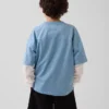 Oversized T-shirt i mesh med tryck för barn