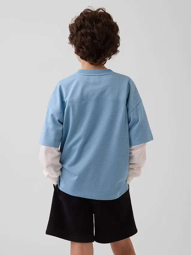 Oversized T-shirt i mesh med tryck för barn
