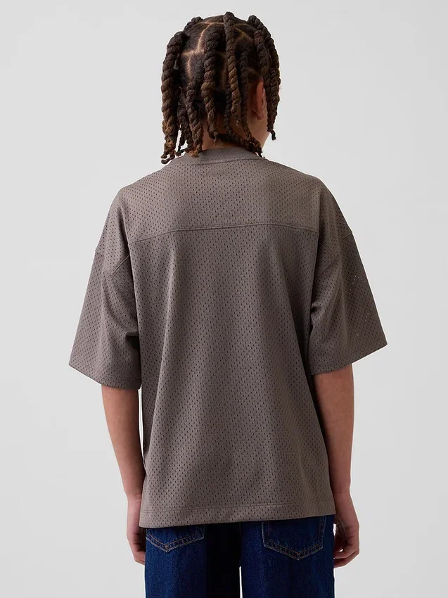 Oversized T-shirt i mesh med tryck för barn
