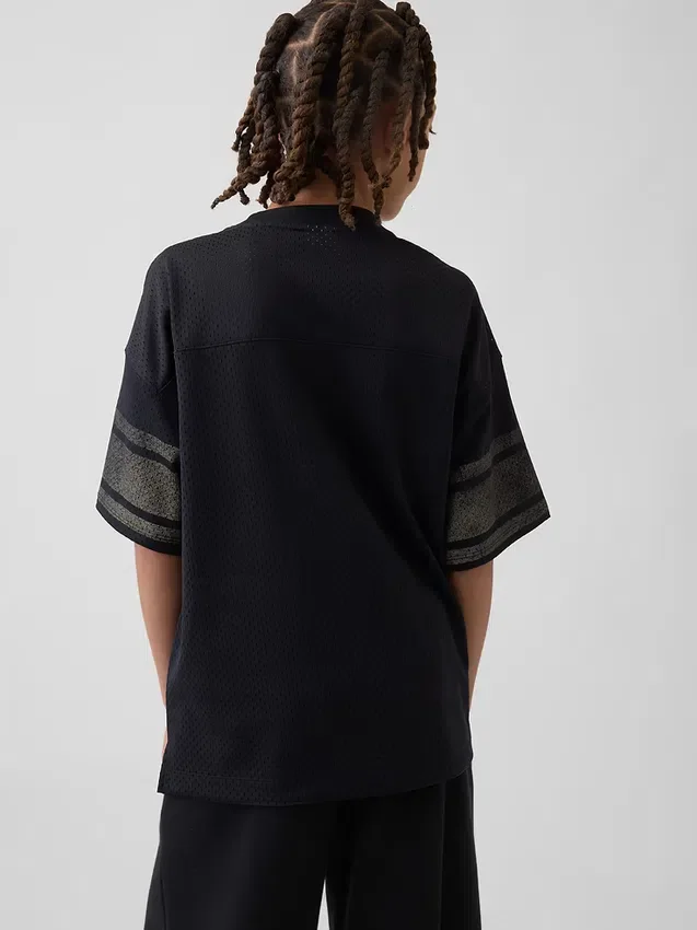 Oversized T-shirt i mesh med tryck för barn