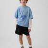 Oversized T-shirt i mesh med tryck för barn