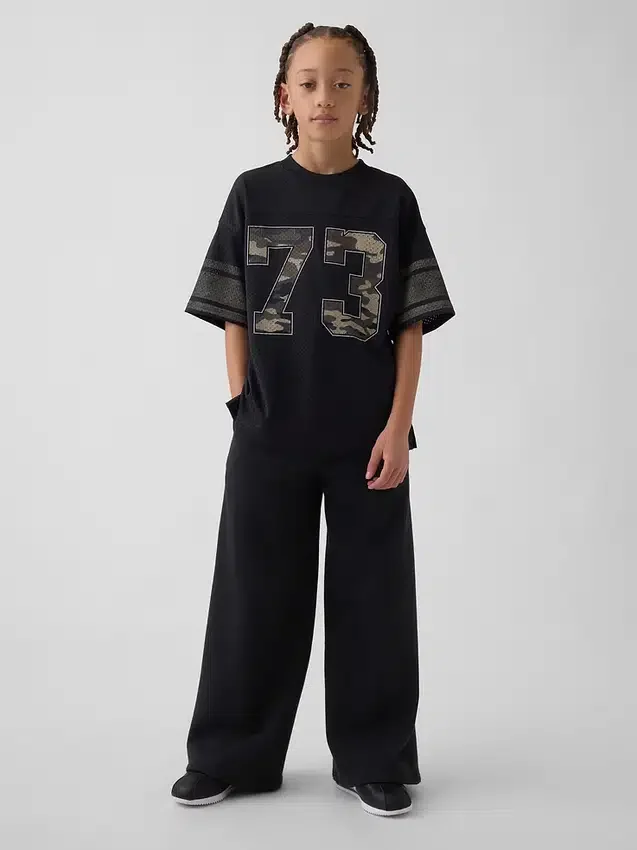 Oversized T-shirt i mesh med tryck för barn