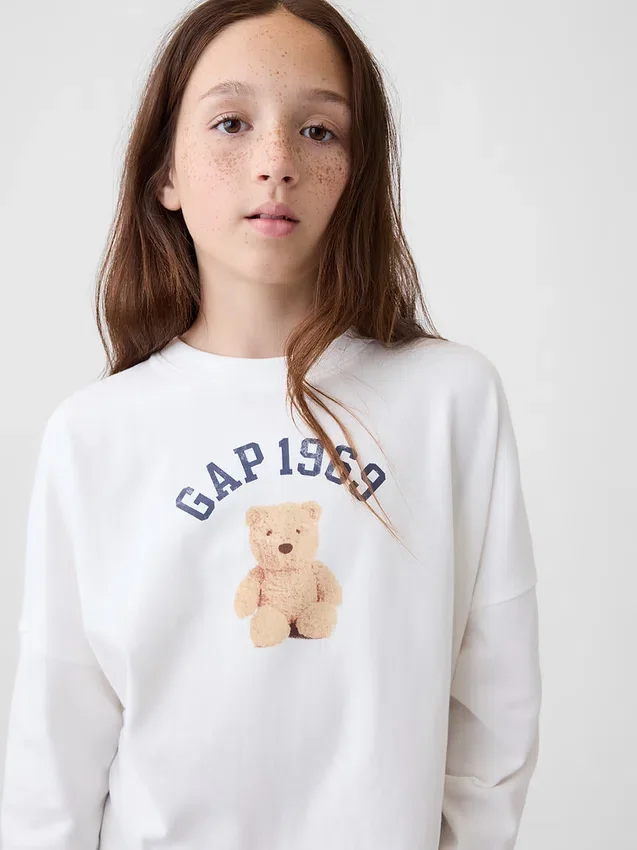 Oversized T-shirt i tjock bomullsjersey för barn