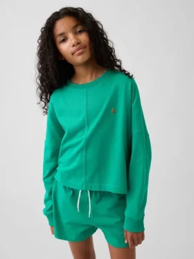 Oversized T-shirt i tjockt tyg med synliga sömmar för barn