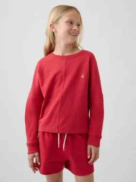 Oversized T-shirt i tjockt tyg med synliga sömmar för barn