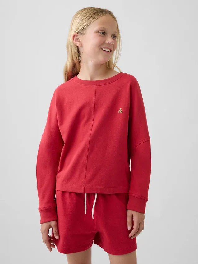 Oversized T-shirt i tjockt tyg med synliga sömmar för barn