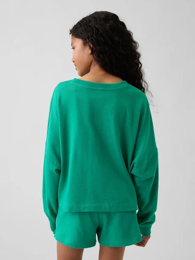 Oversized T-shirt i tjockt tyg med synliga sömmar för barn