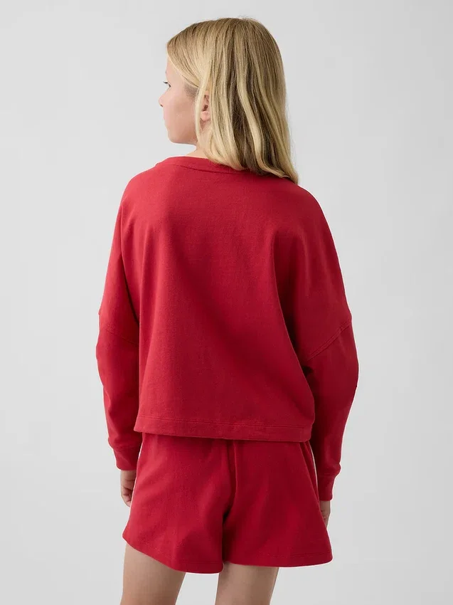 Oversized T-shirt i tjockt tyg med synliga sömmar för barn