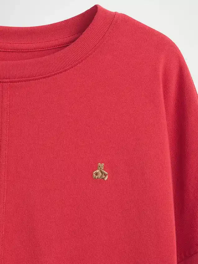 Oversized T-shirt i tjockt tyg med synliga sömmar för barn