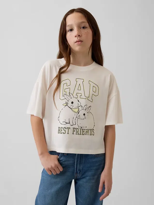 Oversized T-shirt med grafiskt logo för barn