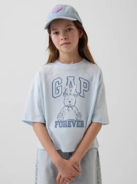 Oversized T-shirt med grafiskt logo för barn