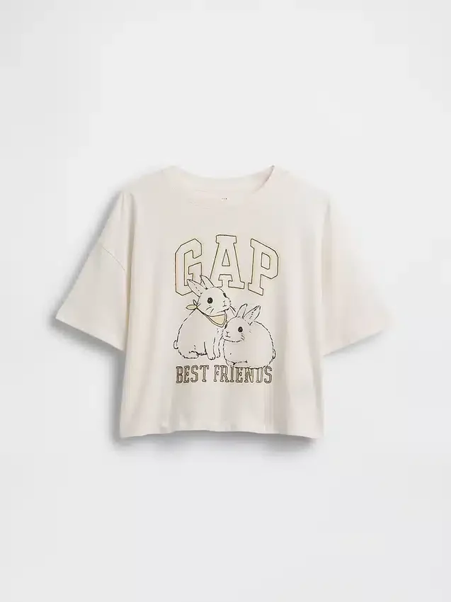 Oversized T-shirt med grafiskt logo för barn