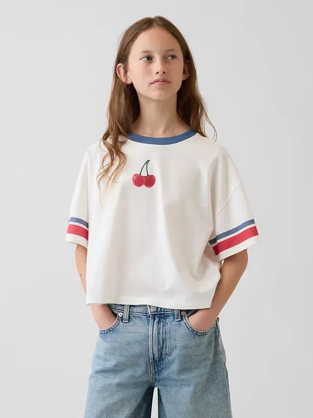 Oversized T-shirt med grafiskt tryck för barn