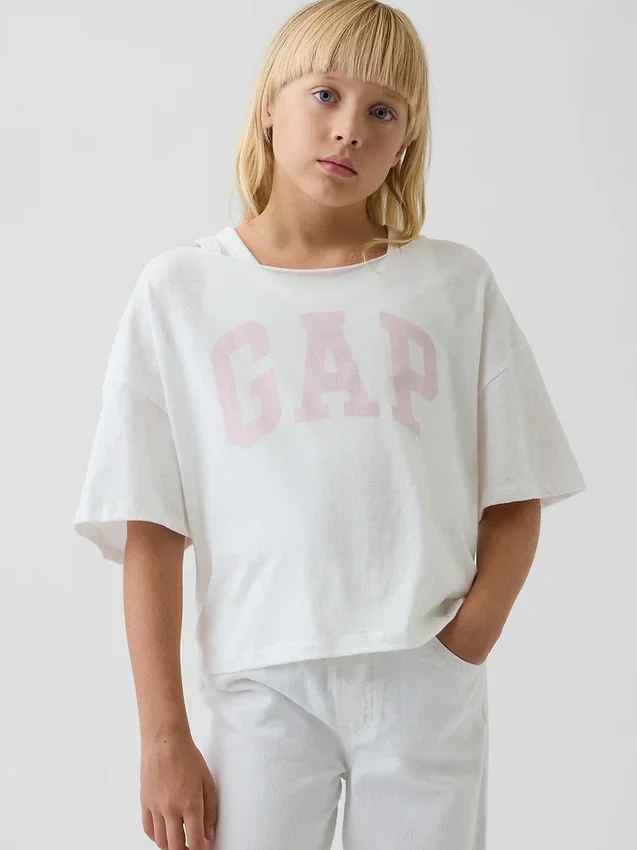 Oversized T-shirt med vid halsringning för barn
