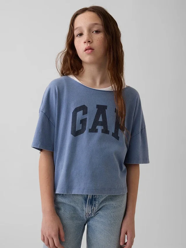 Oversized T-shirt med vid halsringning för barn