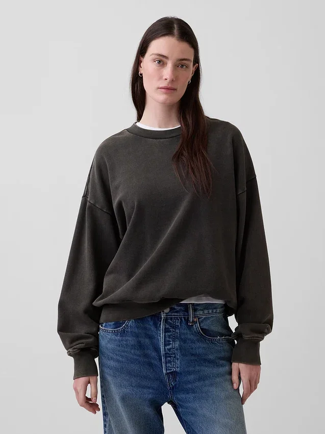 Oversized-tröja i tjockt tyg för vuxna