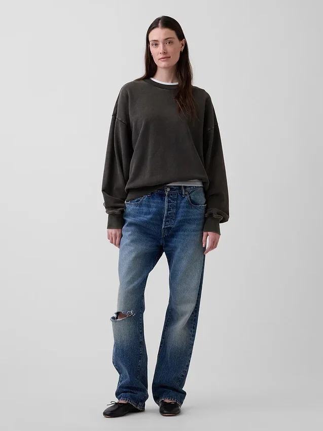 Oversized-tröja i tjockt tyg för vuxna