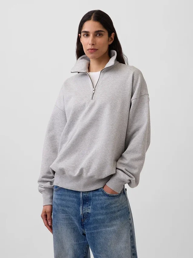 Oversized tröja med kvartslås för vuxna