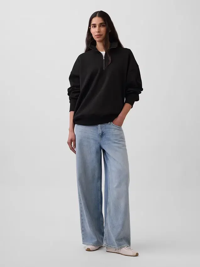 Oversized tröja med kvartslås för vuxna