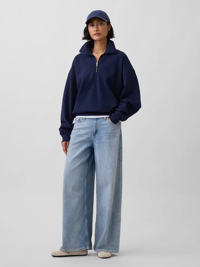 Oversized tröja med kvartslås för vuxna