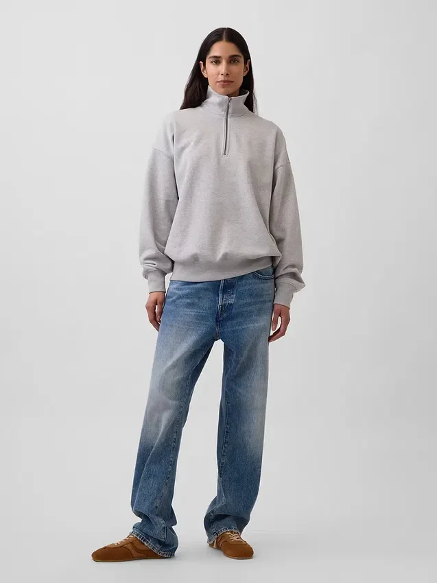 Oversized tröja med kvartslås för vuxna