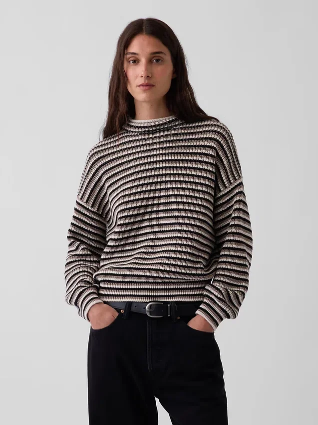 Oversized tröja med rullkrage i 100 % bomull