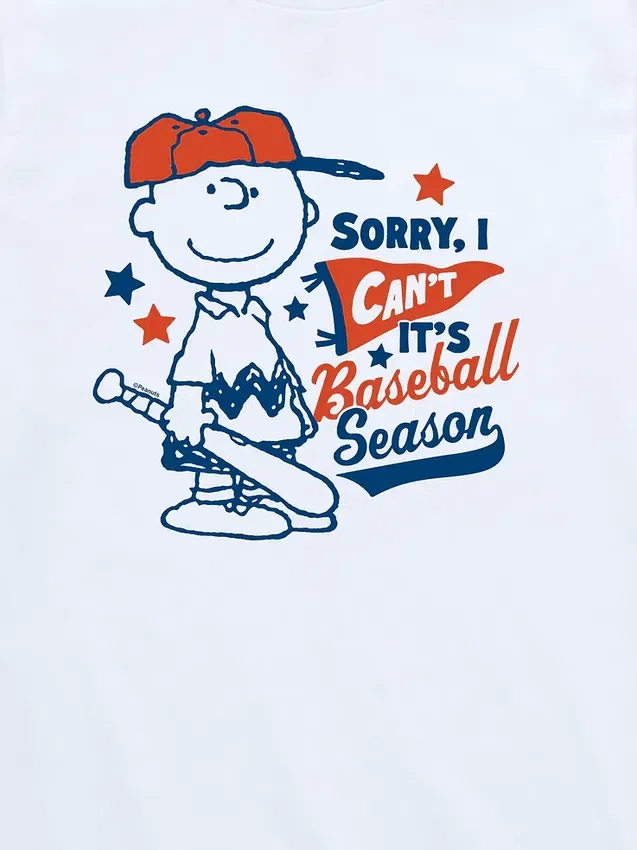 Peanuts-baseballtröja med korta ärmar för småbarn: Charlie Brown – Sorry I Can’t
