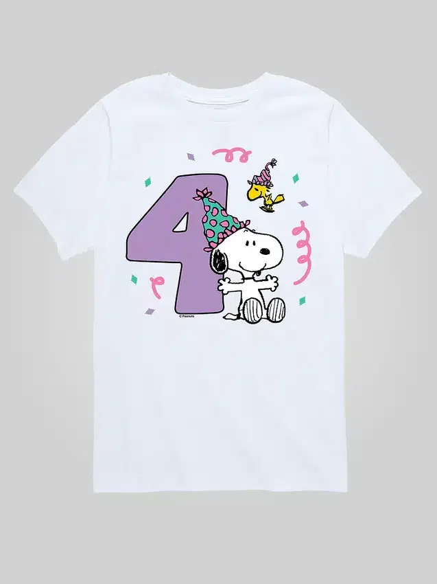 Peanuts-T-shirt med kort ärm för småbarn, 4-årsdag