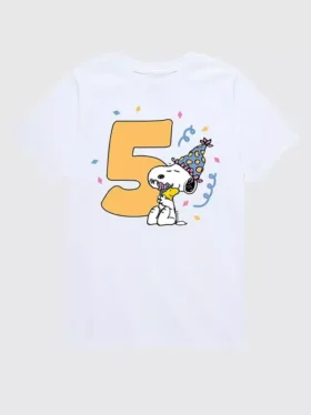 Peanuts-t-shirt med tryck för småbarn, 5-årsdag, kortärmad