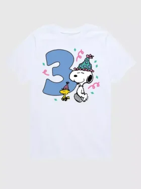 Peanuts-T-shirt med tryck för småbarn, kortärmad, 3-årsdag