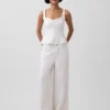 Peplum-top i linneblandning